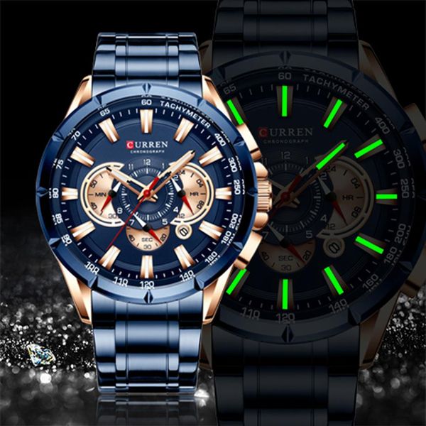 curren luxury brand men's watch blue quartz wristwatch sports chronograph clock male stainless steel band fashion business wa254c, Slivery;brown
curren luxury brand men's watch blue quartz wristwatch sports chronograph clock male stainless steel band fashion business wa254c, Slivery;brown