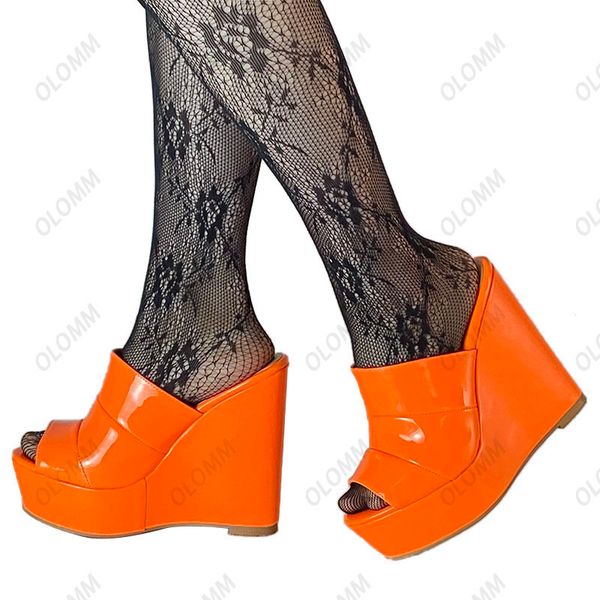 olomm handmade women platform glossy sandals outside slippers wedges heels open toe gorgeous colors party shoes size 5-20, Black
olomm handmade women platform glossy sandals outside slippers wedges heels open toe gorgeous colors party shoes size 5-20, Black