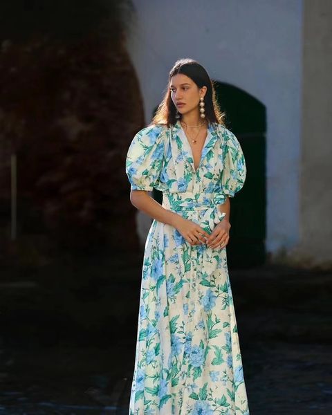 casual dresses women organic cotton blue floral printed puff short sleeve waist laceup long dress 230420, Black;gray
casual dresses women organic cotton blue floral printed puff short sleeve waist laceup long dress 230420, Black;gray
