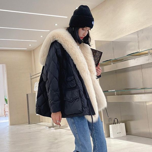 parkas down jacket women's winter real fox fur collar parka thick warm coat 2021 long sleeve women fluffy fur placket oversize clothes, Black
parkas down jacket women's winter real fox fur collar parka thick warm coat 2021 long sleeve women fluffy fur placket oversize clothes, Black