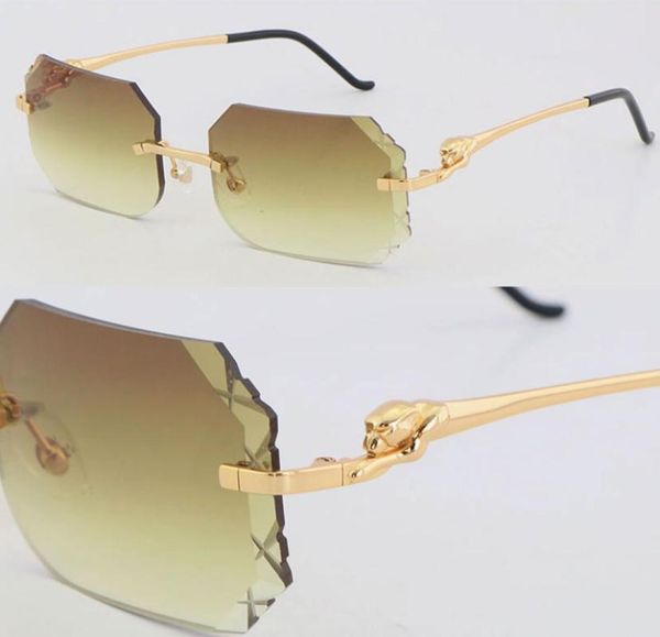 new designer diamond cut lens rimless square sunglasses luxury metal womens sun glasses leopard series frame 18k gold male and fem3694684, White;black
new designer diamond cut lens rimless square sunglasses luxury metal womens sun glasses leopard series frame 18k gold male and fem3694684, White;black