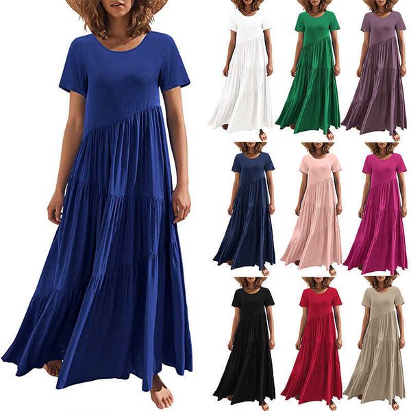 loose 2023 new fit long dress short sleeve round neck asymmetric swing layered beach, Black;gray
loose 2023 new fit long dress short sleeve round neck asymmetric swing layered beach, Black;gray