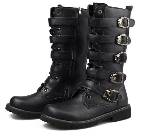 new arrival designer men long boot black round toe lace up buckle strap skull charm pu leather motorcycle boots male winter shoes 1592537
new arrival designer men long boot black round toe lace up buckle strap skull charm pu leather motorcycle boots male winter shoes 1592537