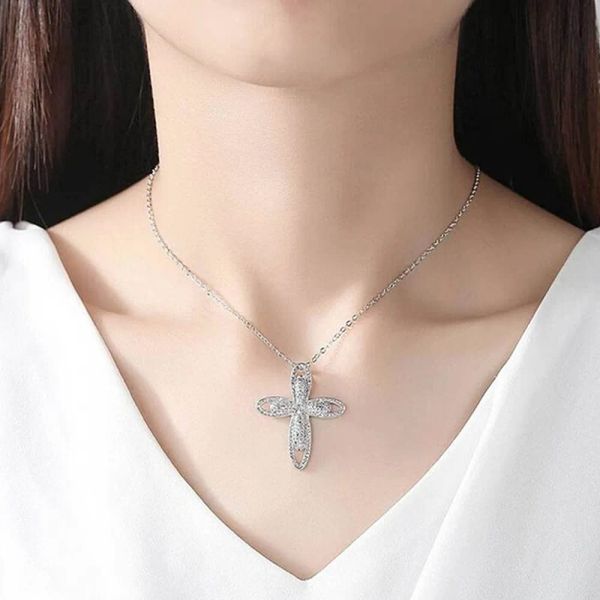 chains vintage cross necklace zircon white gold filled engagement wedding pendants necklace for women promise jewelry, Silver
chains vintage cross necklace zircon white gold filled engagement wedding pendants necklace for women promise jewelry, Silver