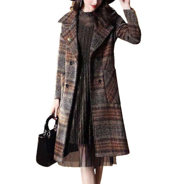 fur new women autumn winter plaid woolen coat plus size midlength slim woolen coats female casual loose wool plus cotton coat f256, Black
fur new women autumn winter plaid woolen coat plus size midlength slim woolen coats female casual loose wool plus cotton coat f256, Black