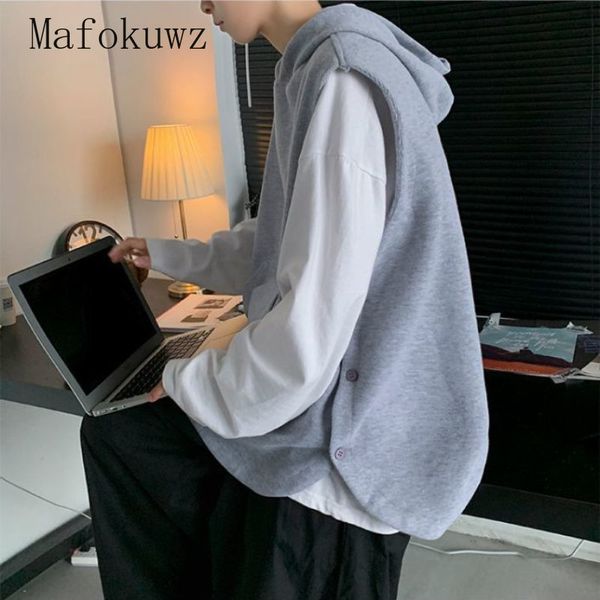 men's vests mafokuwz sweatshirt men spring autumn trend high street split side breasted hooded camisole casual hip hop 230420, Black;white
men's vests mafokuwz sweatshirt men spring autumn trend high street split side breasted hooded camisole casual hip hop 230420, Black;white