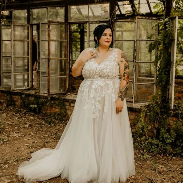 plus size wedding dresses bridal gown with 3d floral lace applique v neck sweep train tulle custom made open back vestido de novia, White
plus size wedding dresses bridal gown with 3d floral lace applique v neck sweep train tulle custom made open back vestido de novia, White