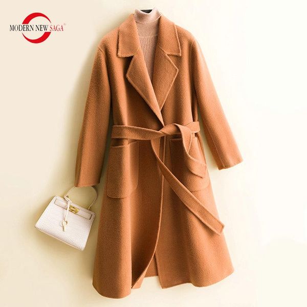 fur modern new saga 100% wool women coat autumn woolen coat winter wool long coats cashmere overcoat belt oversized wool long jacket, Black
fur modern new saga 100% wool women coat autumn woolen coat winter wool long coats cashmere overcoat belt oversized wool long jacket, Black