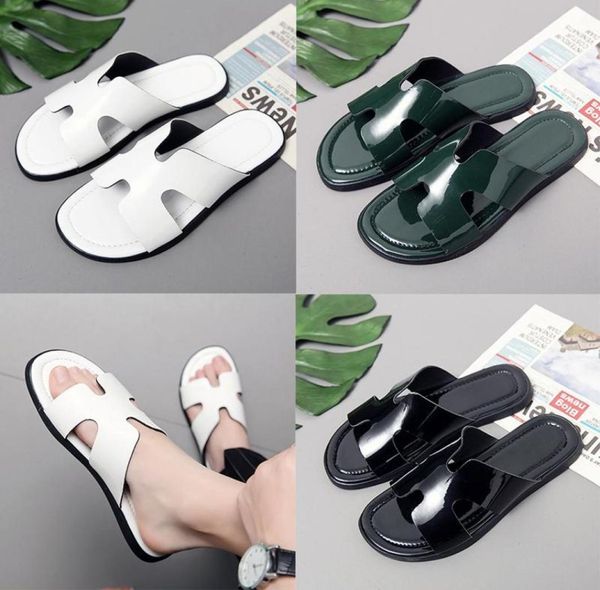 luxury genuine leather slipper men h brand designer rubber slides fashion beach flat sandals shiny slippers black white green outd2784956
luxury genuine leather slipper men h brand designer rubber slides fashion beach flat sandals shiny slippers black white green outd2784956