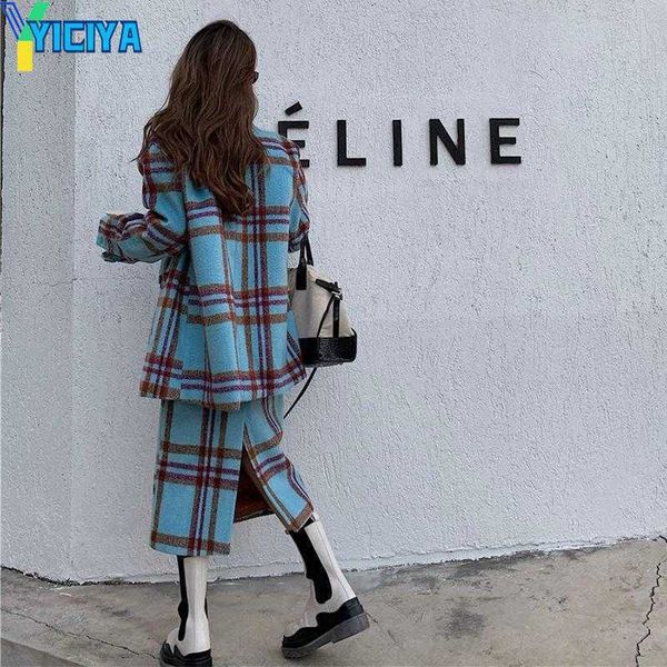 yiciya dress women suits wool spring autumn office lady korean long coat shirt plaid notched single breasted 2 pic set luxury, White
yiciya dress women suits wool spring autumn office lady korean long coat shirt plaid notched single breasted 2 pic set luxury, White