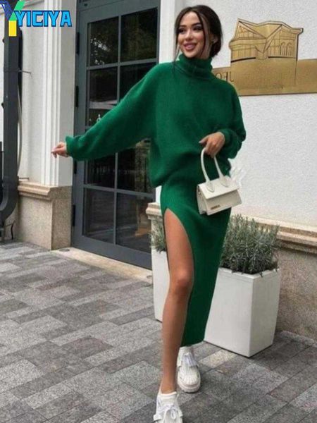 yiciya dress two piece sets womens outifit autumn winter new highneck loose pullover twopiece long skirt with slit fashion, White
yiciya dress two piece sets womens outifit autumn winter new highneck loose pullover twopiece long skirt with slit fashion, White