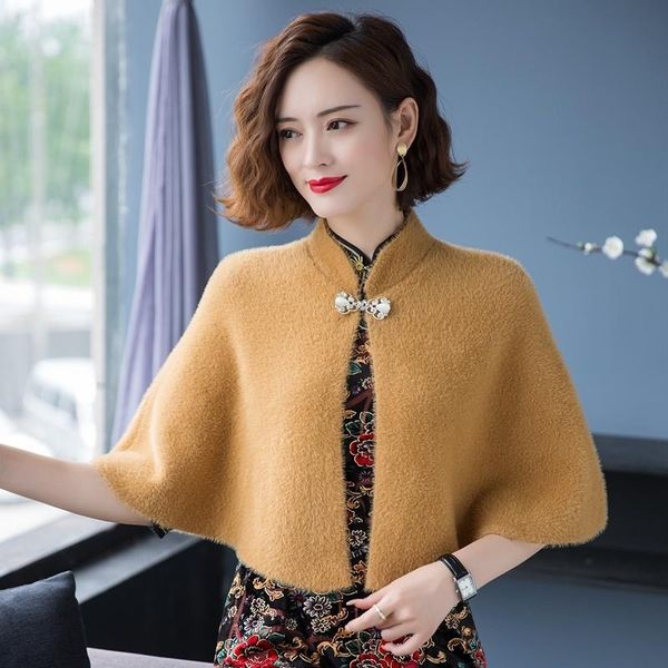 fur poncho women imitation woolen cape coat solid fashion short wedding cloak outwear 2021 autumn winter lady shawl kimono cardigan, Black
fur poncho women imitation woolen cape coat solid fashion short wedding cloak outwear 2021 autumn winter lady shawl kimono cardigan, Black