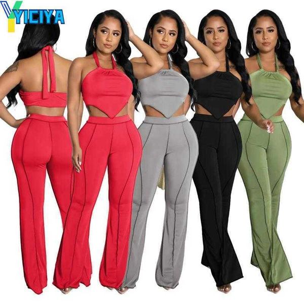 yiciya women's two piece pants summer belly pockets 2 set women halter bandage irregular crop wide leg slim club outfits, White
yiciya women's two piece pants summer belly pockets 2 set women halter bandage irregular crop wide leg slim club outfits, White