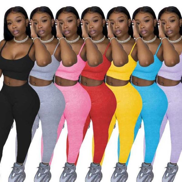 women tracksuits two piece pants set designer sling casual sports suit solid color slim suspender legging outfits, Gray
women tracksuits two piece pants set designer sling casual sports suit solid color slim suspender legging outfits, Gray