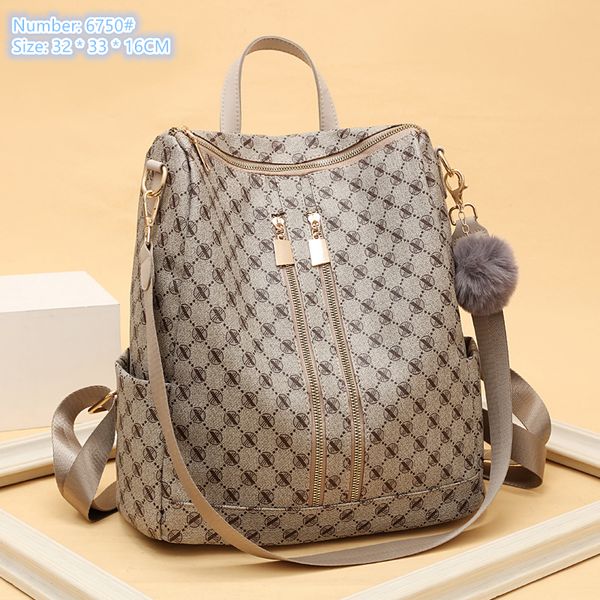 Factory wholesale ladies shoulder bag 2 elegant color polka dot handbags lightweight waterproof soft leather fashion backpack double zipper women handbag, Brown-6750#
Factory wholesale ladies shoulder bag 2 elegant color polka dot handbags lightweight waterproof soft leather fashion backpack double zipper women handbag, Brown-6750#