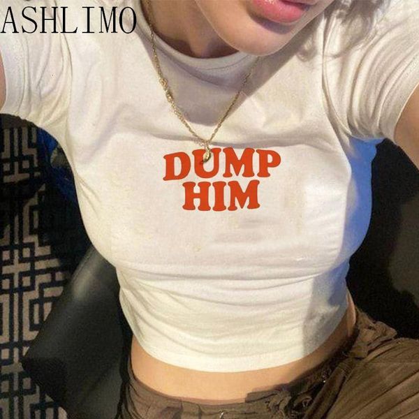 women s t shirt cute 2000s aesthetics dump him letter print baby tees y2k streetwear o neck short sleeve crop 230420, White
women s t shirt cute 2000s aesthetics dump him letter print baby tees y2k streetwear o neck short sleeve crop 230420, White