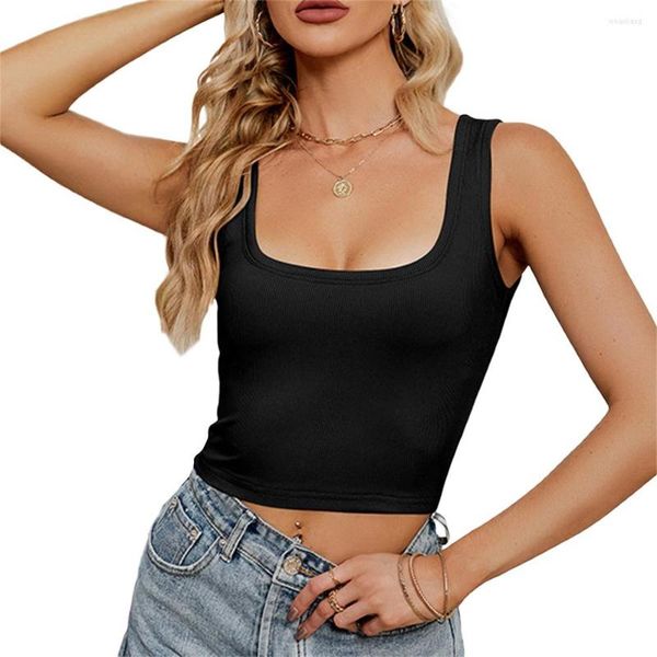 women's tanks douhoow ribbed knit crop for women square neck slim stretch summer solid color basic casual clothes, White
women's tanks douhoow ribbed knit crop for women square neck slim stretch summer solid color basic casual clothes, White