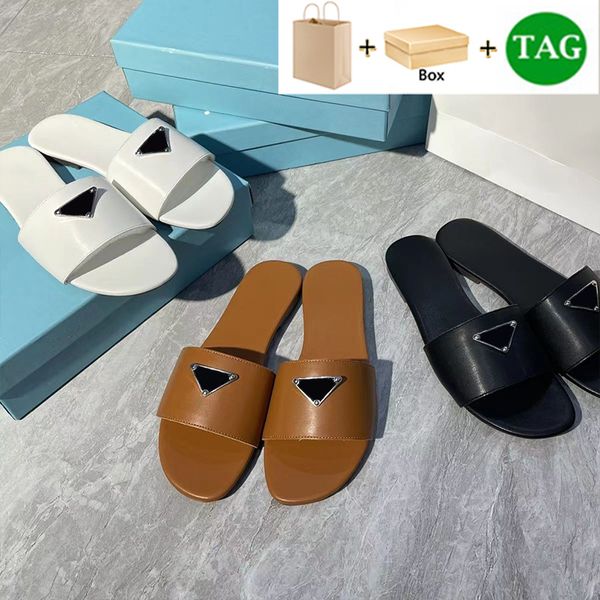 with box fashion womens slippers leather logo triangle chunky plaque slides black brown white luxury women summer beach flats sandals size 3
with box fashion womens slippers leather logo triangle chunky plaque slides black brown white luxury women summer beach flats sandals size 3