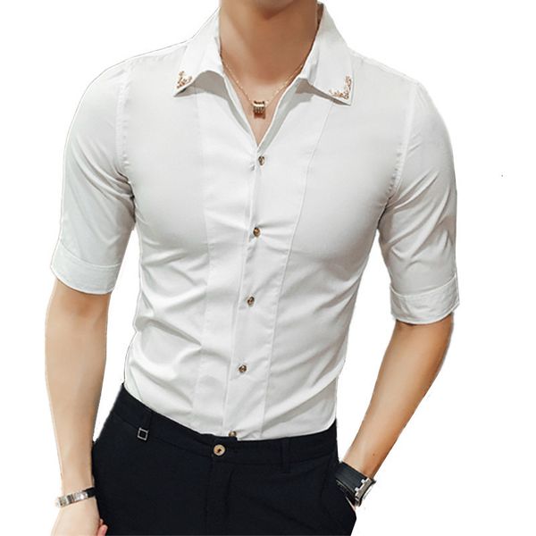 men's casual shirts men luxury brand male half sleeve hawaiian shirts casual metal buckle hit color slim fit black men's dress blo, White;black
men's casual shirts men luxury brand male half sleeve hawaiian shirts casual metal buckle hit color slim fit black men's dress blo, White;black