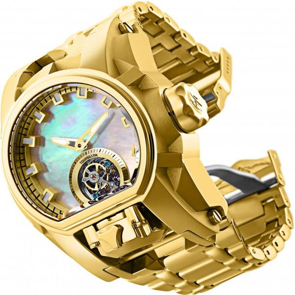 model 28393 men's watch mechanical quartz reserve bolt zeus men 52mm stainless steel dual time zone gold wristwatch2333, Slivery;brown
model 28393 men's watch mechanical quartz reserve bolt zeus men 52mm stainless steel dual time zone gold wristwatch2333, Slivery;brown