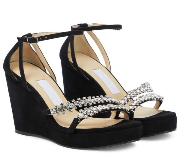 designer sandals women shoes luxury bing wedge 120 leather wedges with crystal straps eu3543 with box dresses wedding5404170, Black
designer sandals women shoes luxury bing wedge 120 leather wedges with crystal straps eu3543 with box dresses wedding5404170, Black