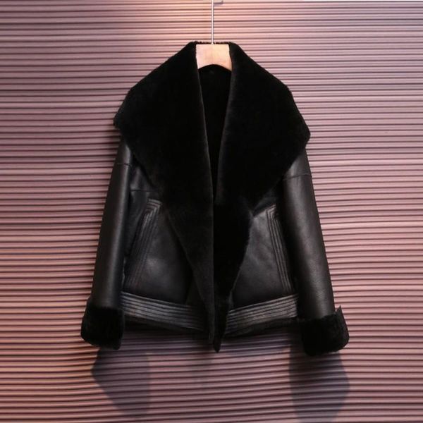 fur women's winter jacket real leather coat jackets natural sheep fur wool liner inside genuine sheepskin fur outwear, Black
fur women's winter jacket real leather coat jackets natural sheep fur wool liner inside genuine sheepskin fur outwear, Black