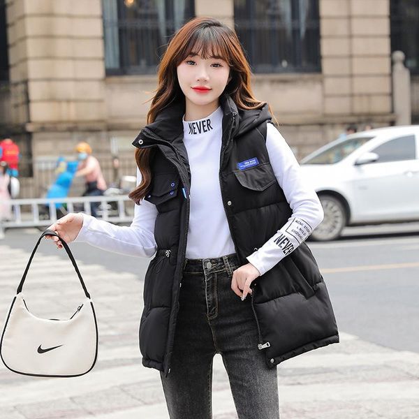 vests autumn winter fashion cotton vest women patchwork sleeveless hooded collar casual waistcoat, Black;white
vests autumn winter fashion cotton vest women patchwork sleeveless hooded collar casual waistcoat, Black;white