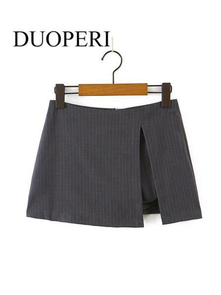 women s shorts duoperi women fashion striped skirts with split vintage back zipper high waist female mujer chic outfits 230420, White;black
women s shorts duoperi women fashion striped skirts with split vintage back zipper high waist female mujer chic outfits 230420, White;black