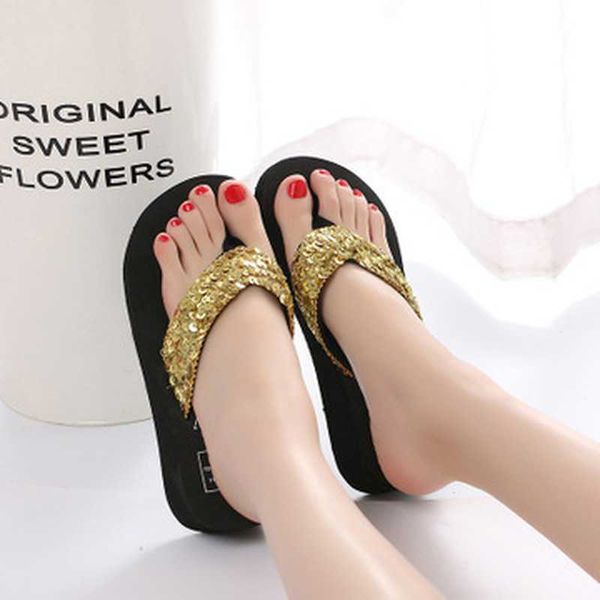 sandals female flip flops women summer sandals sequins beach 's slippers high heel shoes for platform wedge 230417, Black
sandals female flip flops women summer sandals sequins beach 's slippers high heel shoes for platform wedge 230417, Black