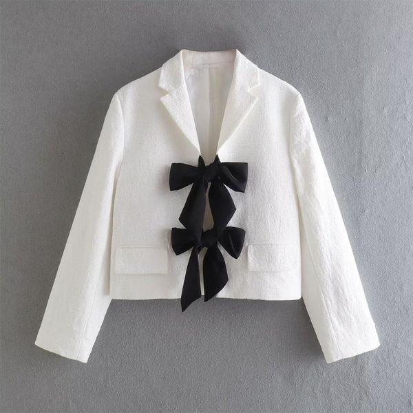pants 2022 autumn new women's fashion western style contrast color bow decorated with retro loose short suit jackets, White
pants 2022 autumn new women's fashion western style contrast color bow decorated with retro loose short suit jackets, White