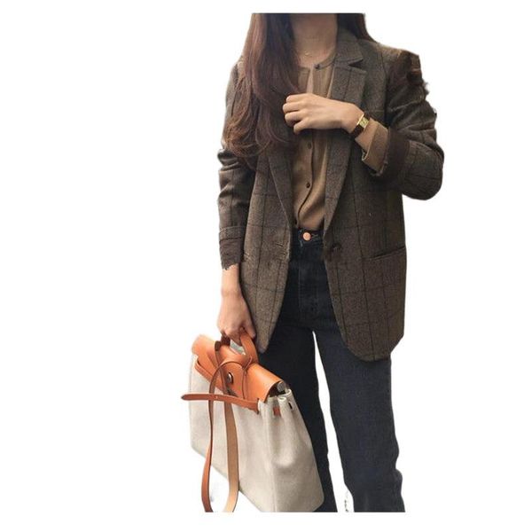 pants office lady fashion plaid blazer and jackets korean suit coat for women winter notched single breasted business outerwear, White
pants office lady fashion plaid blazer and jackets korean suit coat for women winter notched single breasted business outerwear, White