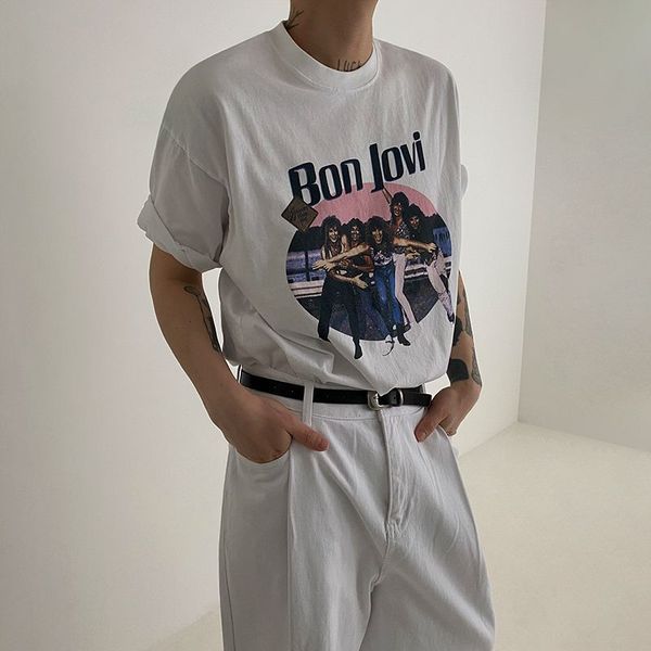 men's t-shirts american high street fashion brand short sleeve t-shirt men's summer loose vintage print round neck pure cotton hal, White;black
men's t-shirts american high street fashion brand short sleeve t-shirt men's summer loose vintage print round neck pure cotton hal, White;black