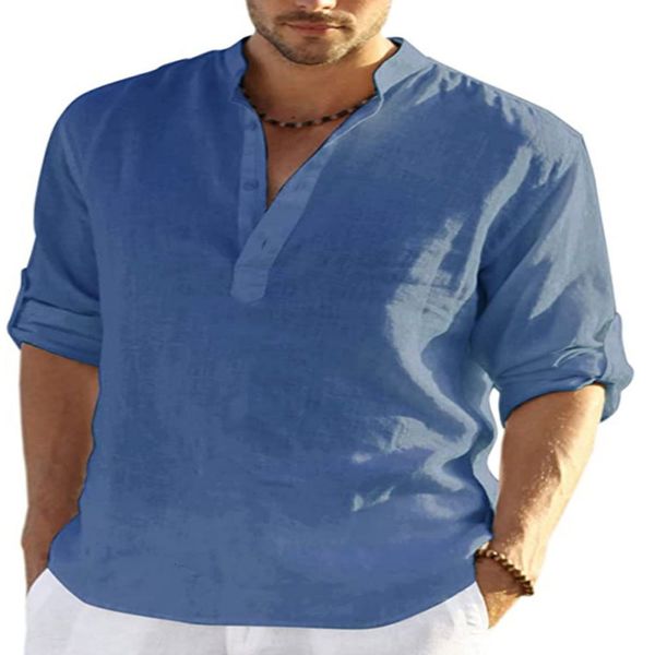 men's casual shirts men cotton linen button blouse male v neck short sleeve solid shirs fyy10711 230420, White;black
men's casual shirts men cotton linen button blouse male v neck short sleeve solid shirs fyy10711 230420, White;black