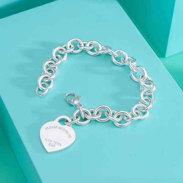 925 silver couples heart bracelets women link chain fashion jewelry ladies 15mm heart tag bracelet luxury classic love bracelets for women g, Black
925 silver couples heart bracelets women link chain fashion jewelry ladies 15mm heart tag bracelet luxury classic love bracelets for women g, Black