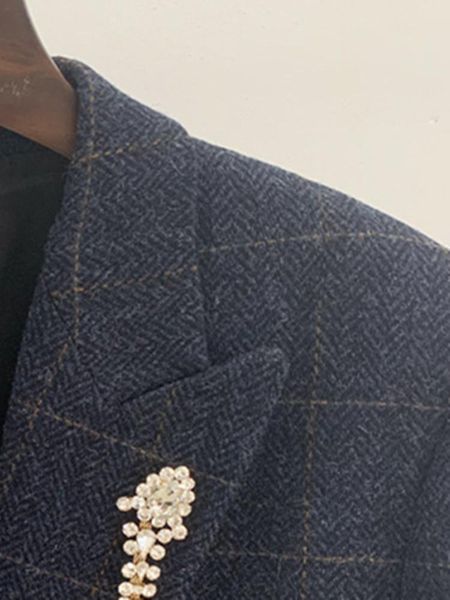 fur women wool blend suit coat plaid herringbone pattern simple single button rhinestone decoration lady blazer autumn and winter, Black
fur women wool blend suit coat plaid herringbone pattern simple single button rhinestone decoration lady blazer autumn and winter, Black