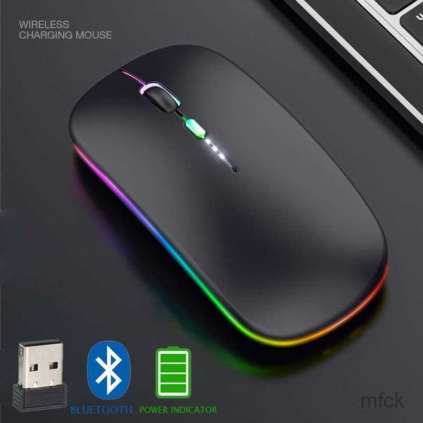 Image of Mice Bluetooth 5.0 Wireless Mouse For Laptop Computer PC Macbook Gaming Mouse 2.4GHz With USB Rechargeable RGB Light Power Indicator