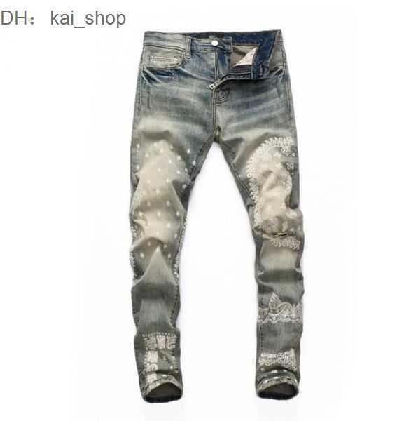 men's jeans de primavera para hombres bordado mezclilla pantalones moda hip hop cremallera angustiados 101, Blue
men's jeans de primavera para hombres bordado mezclilla pantalones moda hip hop cremallera angustiados 101, Blue
