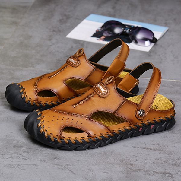 sandals summer genuine leather men's sandals brand leisure soft breathable crocks designer shoes beach men shoes classic big size38-48, Black
sandals summer genuine leather men's sandals brand leisure soft breathable crocks designer shoes beach men shoes classic big size38-48, Black