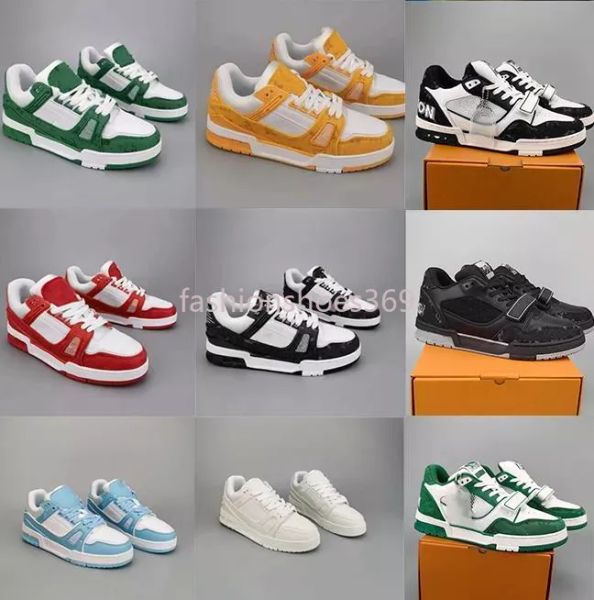 

2023 new Designer Sneaker man Virgil Trainer Casual Shoes Calfskin Leather Abloh White Green Red Blue Letter Overlays Platform Low Sneakers Size 36-45