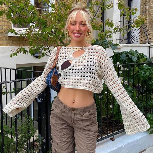 women's t shirts hole hollowed out solid color blouse spicy loose knit pullovers thin exposed navel bottoming light casual careful mach, White
women's t shirts hole hollowed out solid color blouse spicy loose knit pullovers thin exposed navel bottoming light casual careful mach, White