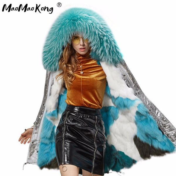 fur mao kong parka silver pu coat real fox fur coat winter jacket women natural raccoon fur collar warm thick parkas detachable, Black
fur mao kong parka silver pu coat real fox fur coat winter jacket women natural raccoon fur collar warm thick parkas detachable, Black
