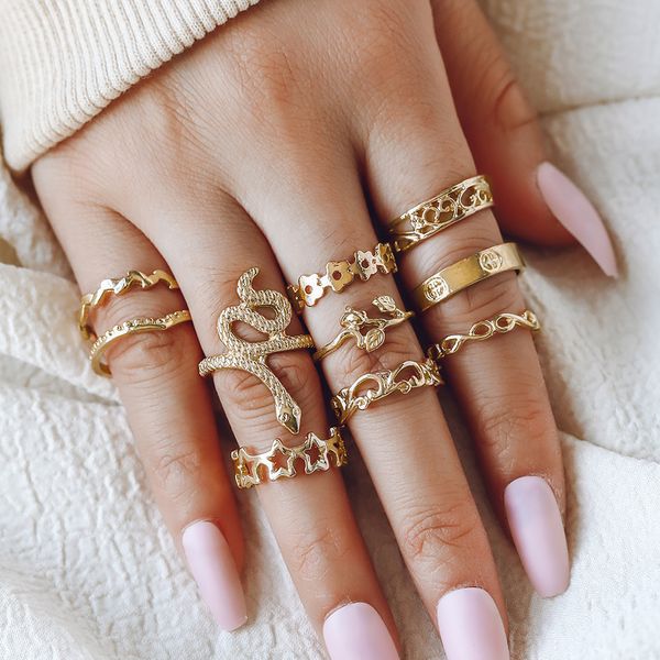 s3603 bohemian fashion knuckle ring set geometric flower snake stacking rings midi rings sets 10pcs/set, Silver
s3603 bohemian fashion knuckle ring set geometric flower snake stacking rings midi rings sets 10pcs/set, Silver
