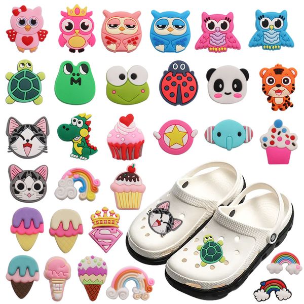 wholesale 100pcs pvc cute animals owl panda rainbow cake designer charms boys girls decorations shoe buckle diy bracelet croc button clog, White;pink
wholesale 100pcs pvc cute animals owl panda rainbow cake designer charms boys girls decorations shoe buckle diy bracelet croc button clog, White;pink