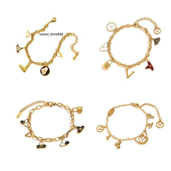 classic bracelets bangle 18k gold plated stainless steel flower letter pendants lovers gift wristband cuff chain women bracelet for birthday, Black
classic bracelets bangle 18k gold plated stainless steel flower letter pendants lovers gift wristband cuff chain women bracelet for birthday, Black