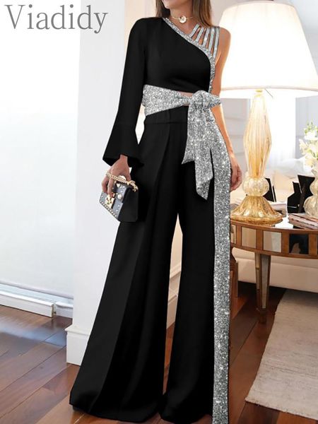 pants women one shoulder hollow out lantern sleeve and wide leg high waist pants 2pcs set, White
pants women one shoulder hollow out lantern sleeve and wide leg high waist pants 2pcs set, White