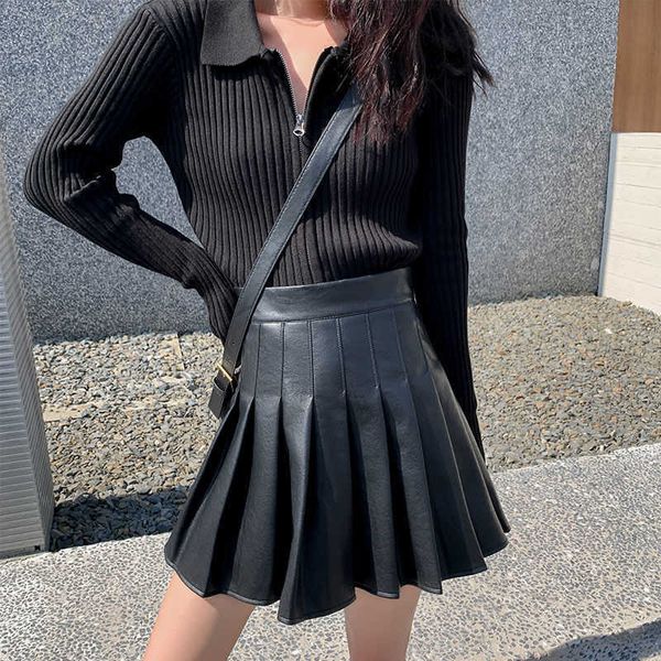 houzhou pleated leather skirt women pu high waist black aline mini skirts autumn winter korean fashion casual streetwear aa230420
houzhou pleated leather skirt women pu high waist black aline mini skirts autumn winter korean fashion casual streetwear aa230420