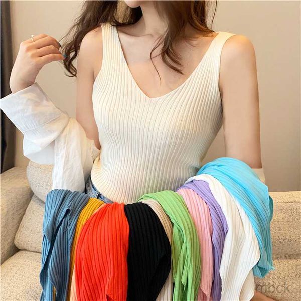 women's tanks camis v-neck knitted ice silk sleeveless thin vest knit sweater women slim camisole female women clothing spring summer f, White 
women's tanks camis v-neck knitted ice silk sleeveless thin vest knit sweater women slim camisole female women clothing spring summer f, White
