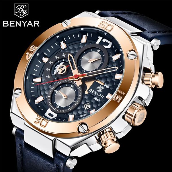 benyar luxury brand watch men analog chronograph quartz wrist watch leather band wristwatch auto date177h, Slivery;brown
benyar luxury brand watch men analog chronograph quartz wrist watch leather band wristwatch auto date177h, Slivery;brown