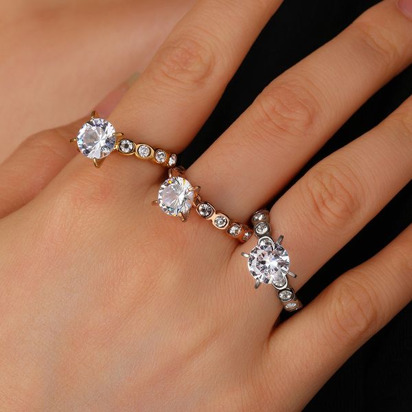 fashion engagement rings diamond wedding band rings fine jewelry titanuim steel rose gold color ring cz crystal ring for women couple finger, Golden;silver
fashion engagement rings diamond wedding band rings fine jewelry titanuim steel rose gold color ring cz crystal ring for women couple finger, Golden;silver