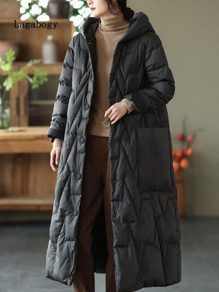 parkas lagabogy 2022 winter women 90% white duck down jacket vintage long single breasted parkas female warm hooded loose puffer coat, Black
parkas lagabogy 2022 winter women 90% white duck down jacket vintage long single breasted parkas female warm hooded loose puffer coat, Black